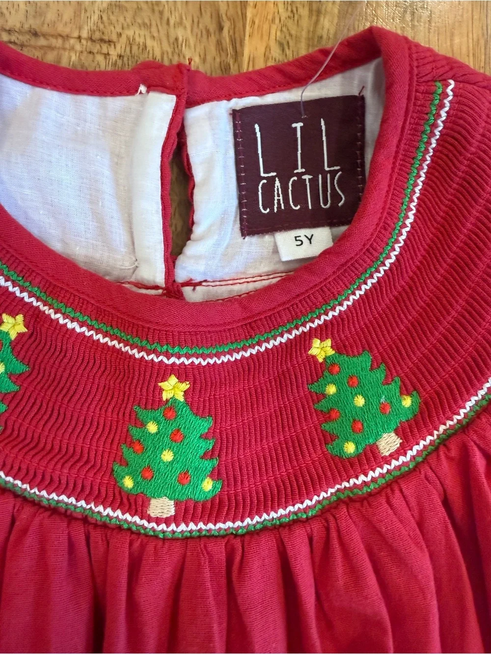 Lil Cactus Smocked Christmas dress - 5Y